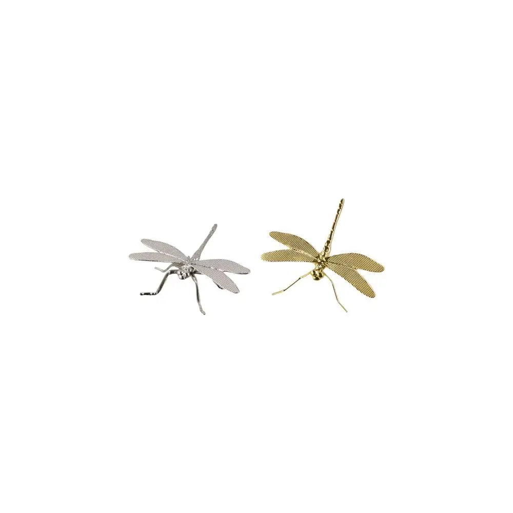 3D Metal Dragonfly Ornament – Gold & Silver Tea Pet Home Decor Decorative Figurine Babs