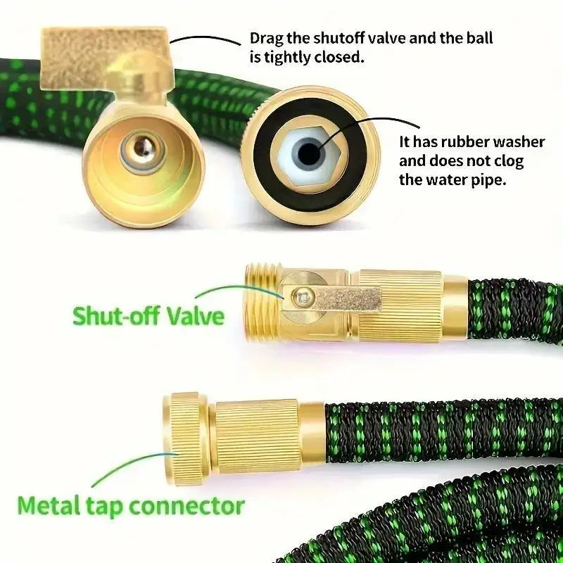 Expandable Garden Hose 3X | 10 Spray Patterns & Brass Connectors Expandable Garden Hose Babs