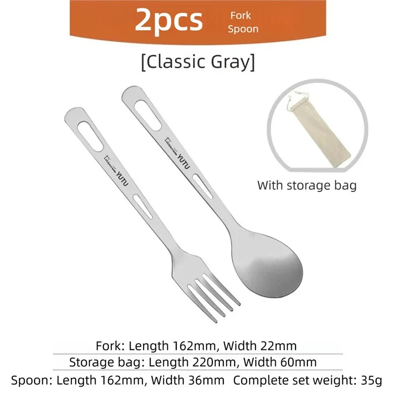 Titanium Camping Cutlery Set – Fork, Spoon, Knife & Chopsticks Camping Cutlery Set Babs 2pcs Set-cs