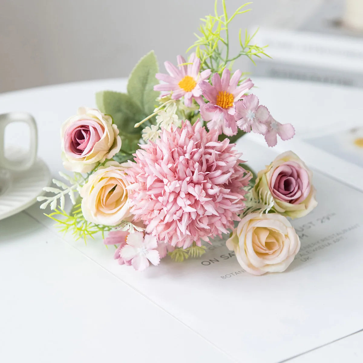 Silk Rose & Chrysanthemum Artificial Bouquet | Wedding & Home Décor Artificial Silk Bouquet Babs 2 4 pcs