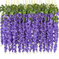 12Pcs Silk Artificial Flower Rattan Vines – Wedding & Home Decor Artificial Flower Vine Babs PURPLE 12 pcs