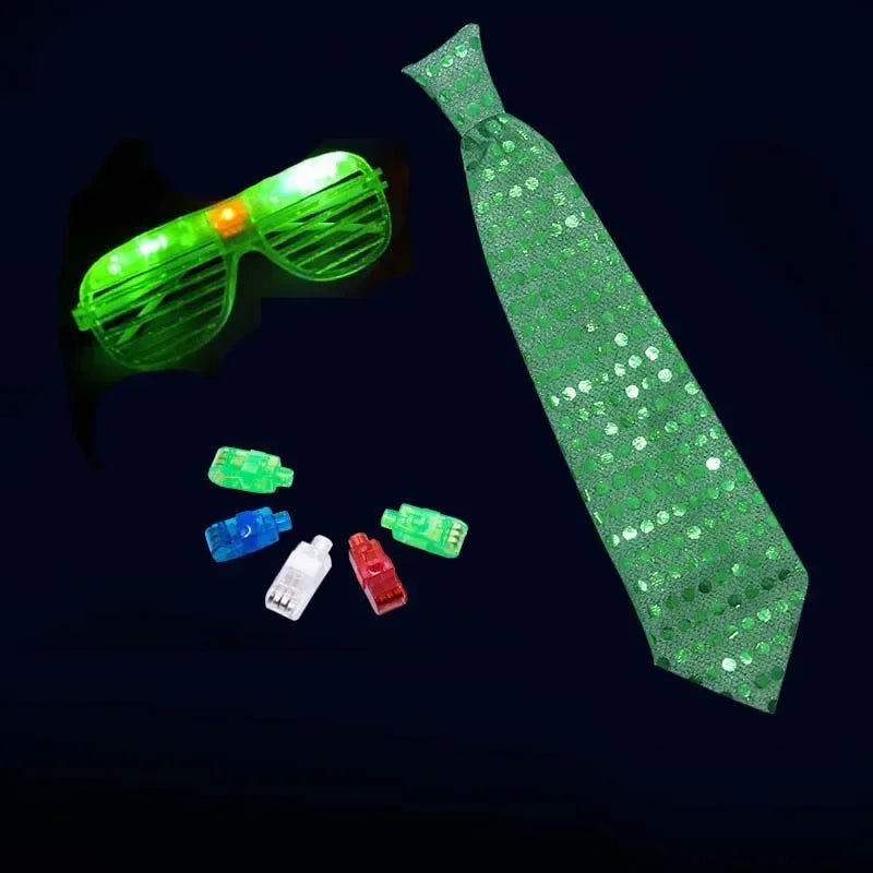 LED Glow Party Set – Light-Up Glasses, Tie & Finger Lights LED Glow Party Set Babs green