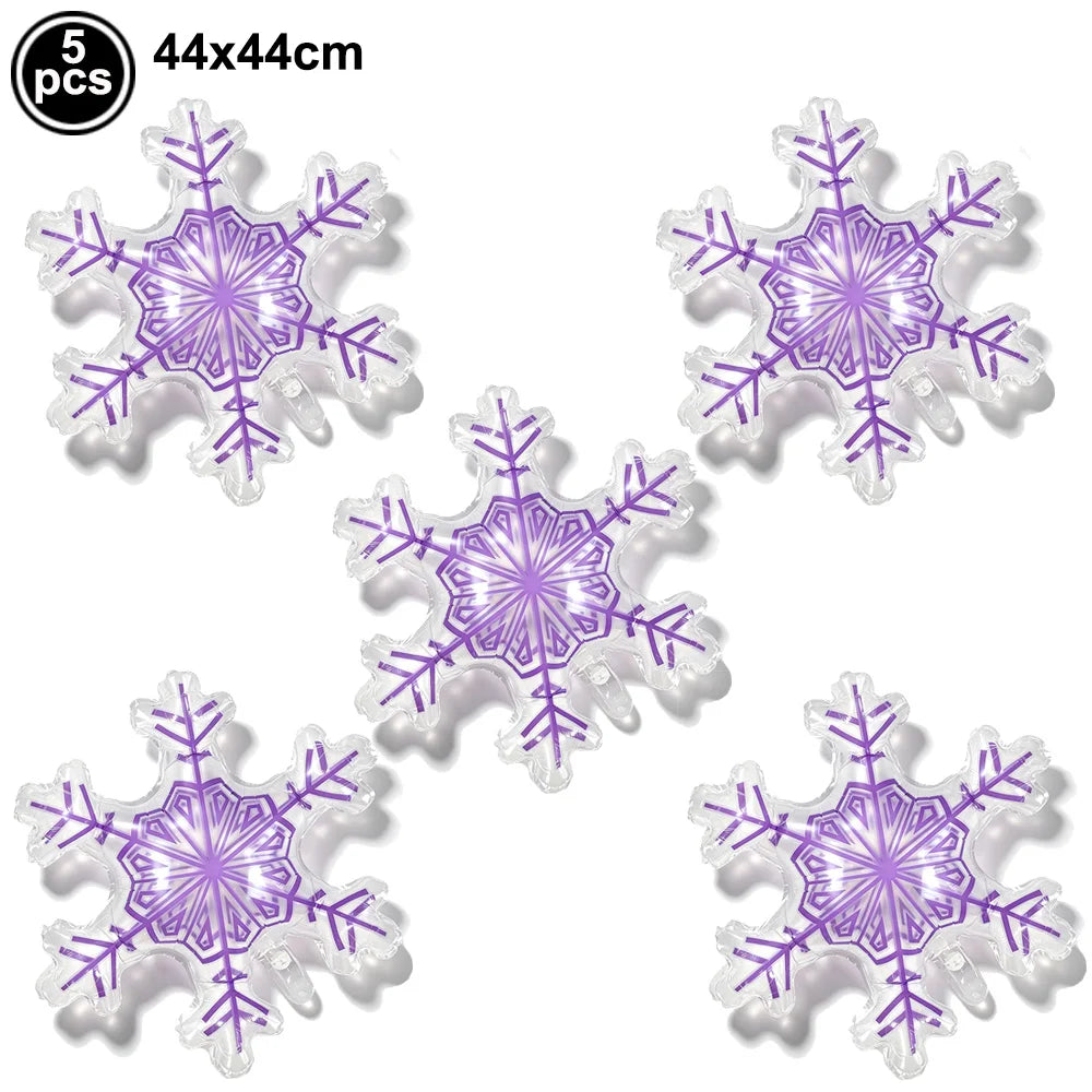 Snowflake Foil Balloons – White Pink Blue Party Décor