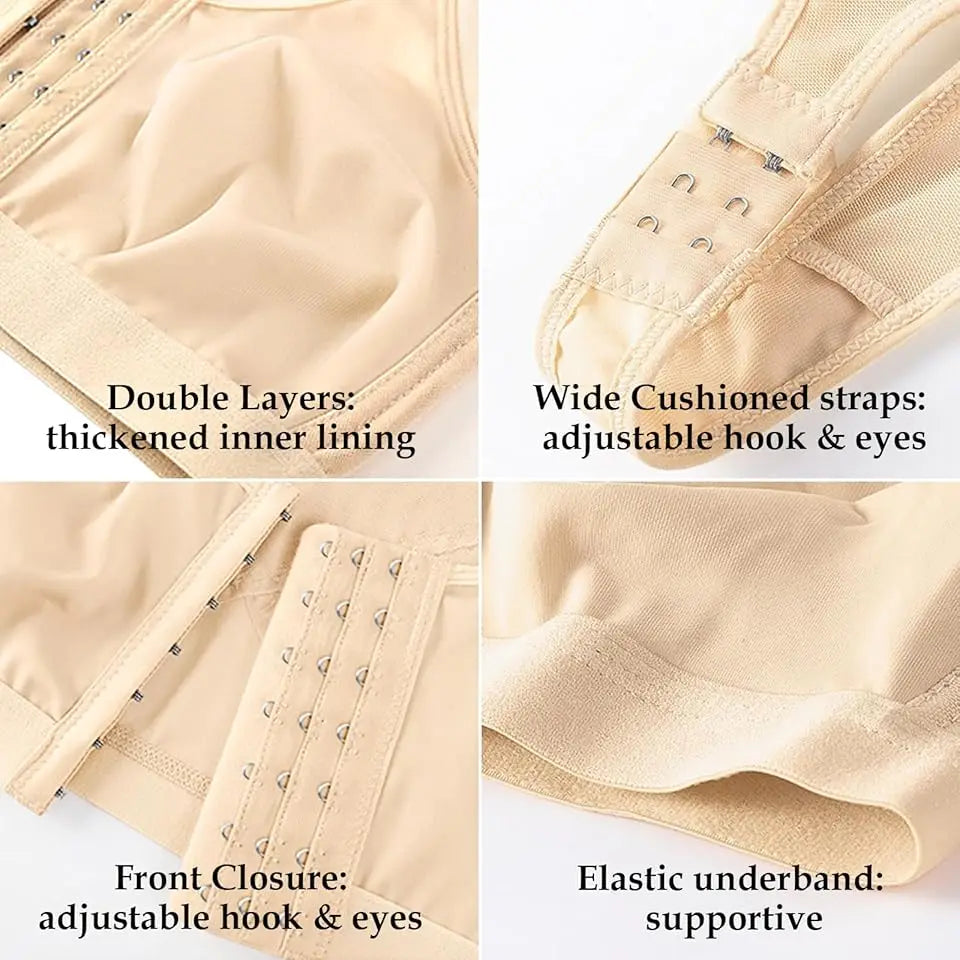 Front Closure Posture Bra – Wire-Free Push Up Cross Back Posture Corrector Bra Babs