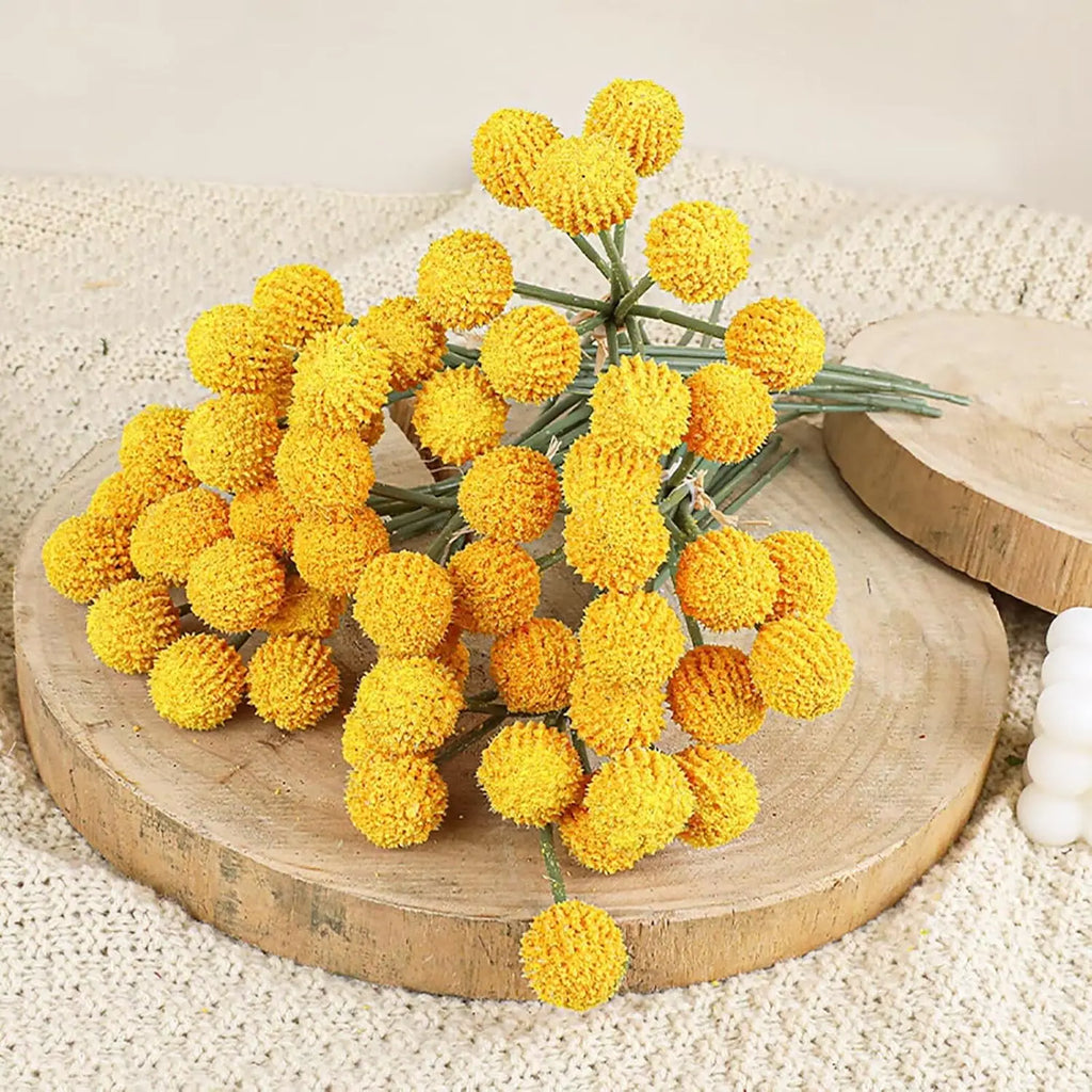 Silk Golden Ball Chrysanthemum Artificial Flower | Home & Wedding Artificial Silk Flowers Babs