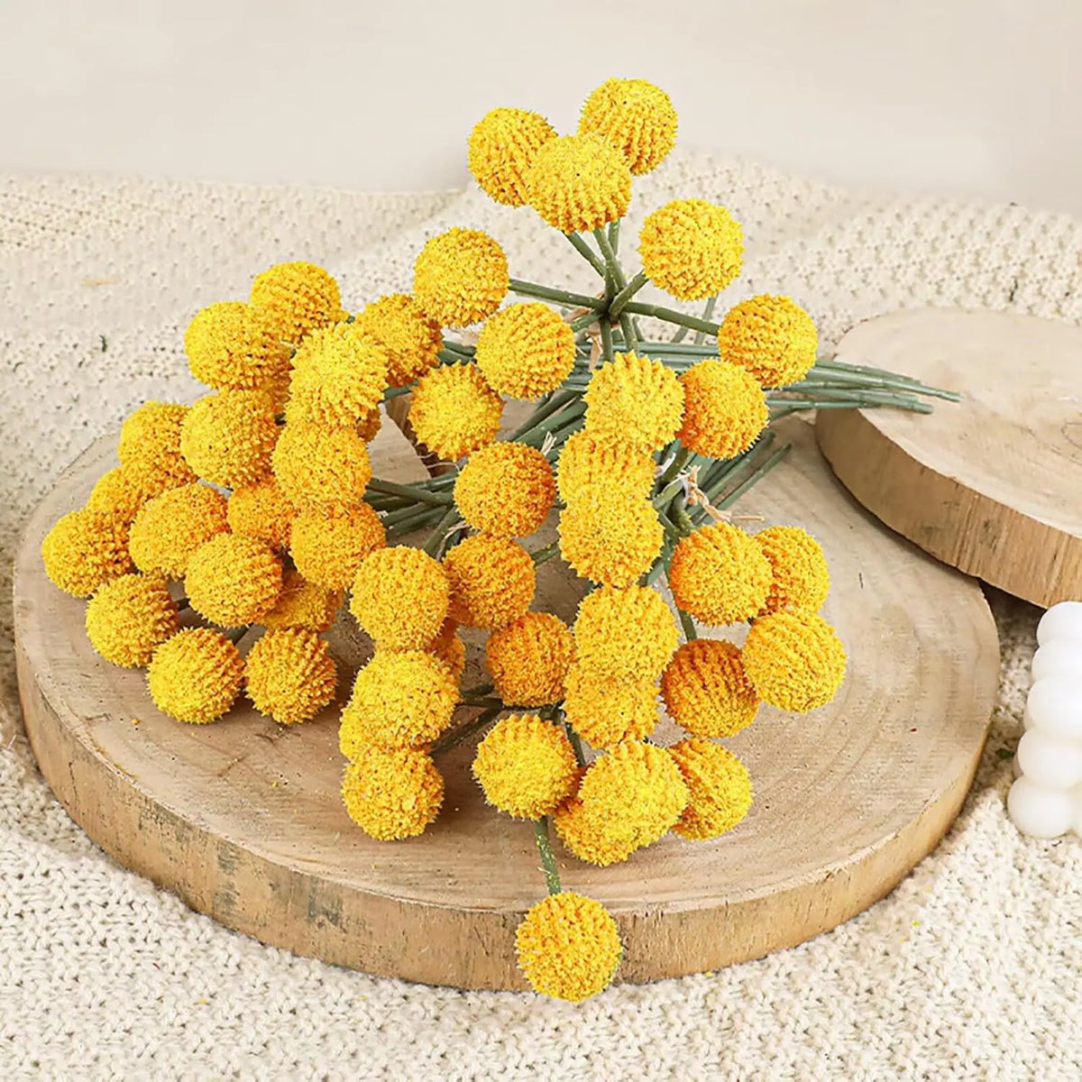 Silk Golden Ball Chrysanthemum Artificial Flower | Home & Wedding Artificial Silk Flowers Babs