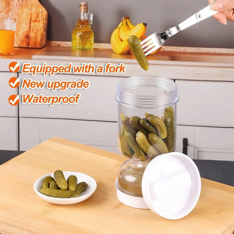 Pickle Storage Jar – Dry Wet Separation Container with Fork Food Storage Container Babs