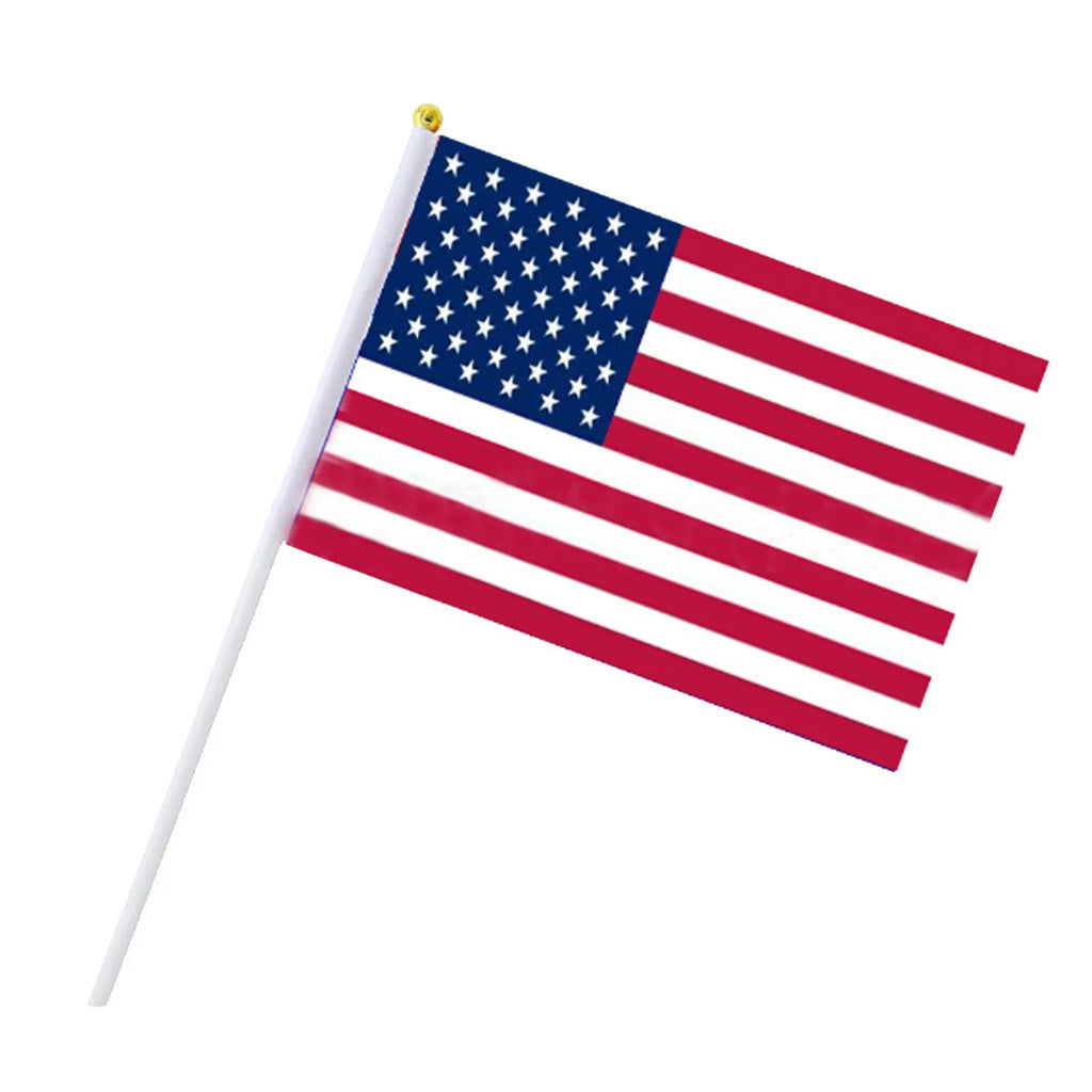 50-Pack USA Mini Handheld Stick Flags – 14x21cm American Flag Handheld Stick Flags Babs