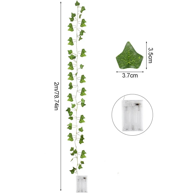 Silk Ivy LED String Lights – Artificial Leaf Garland 2/5/10M LED Garland Lights Babs