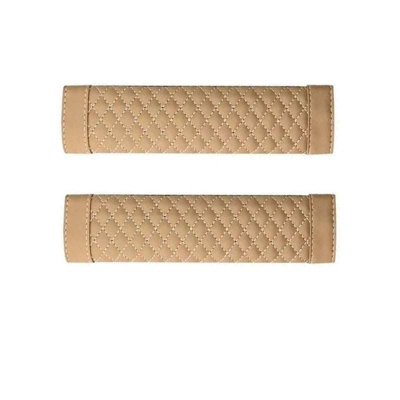 Universal PU Leather Car Seat Belt Cover Shoulder Pad Cushion Seat Belt Cover Babs Beige-2Pcs