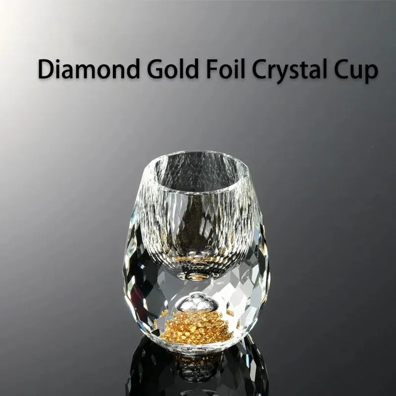 Double-Bottom Gold Foil Glass Cup Set – Elegant Reusable Drinkware Glass Cup Set Babs