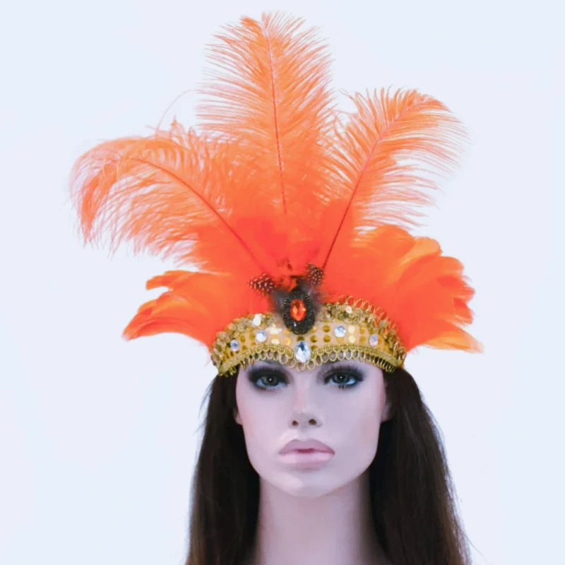 Feather Headband Crown | Halloween Christmas Neon Party Accessory Feather Party Headband Babs