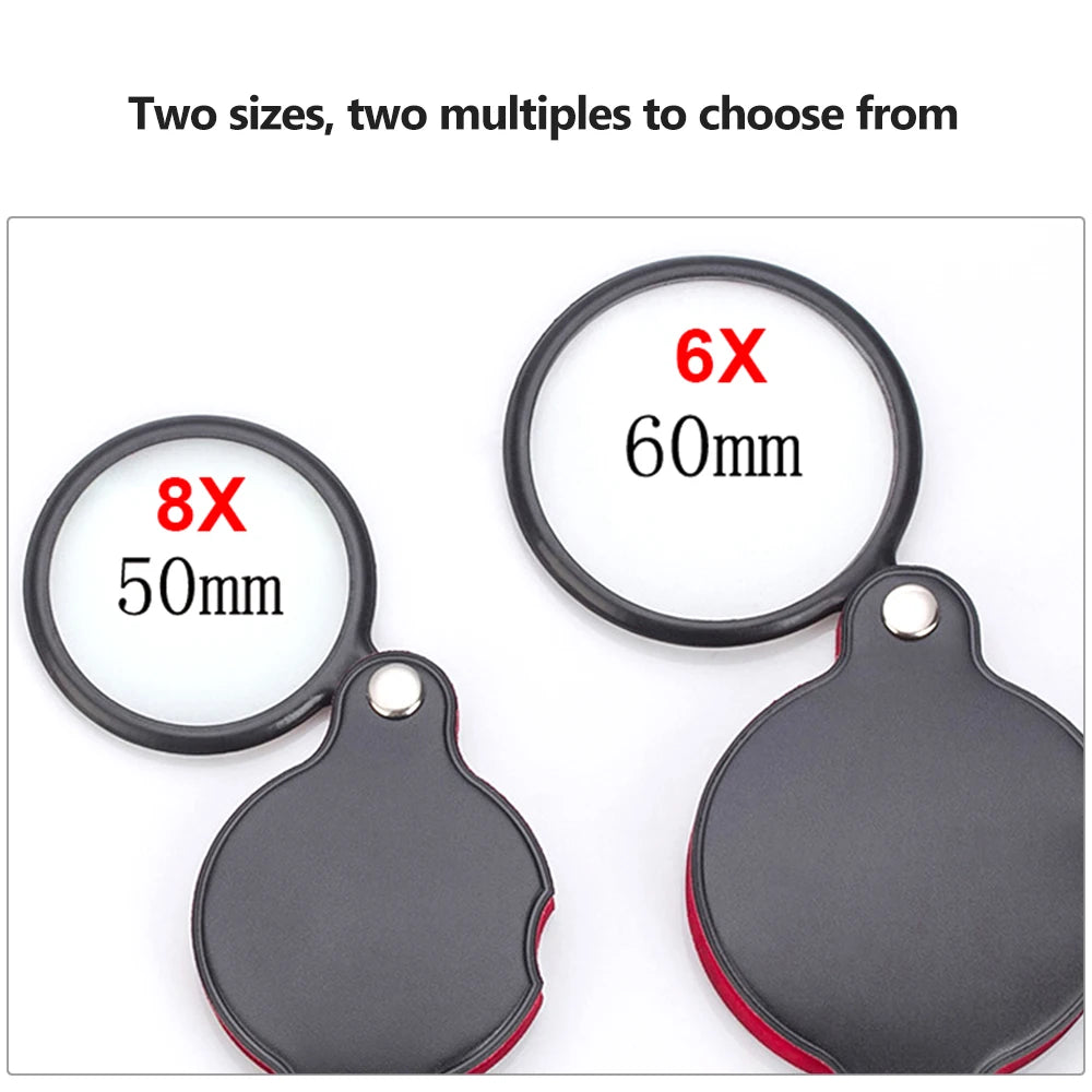 6X 8X Folding Pocket Magnifier – Handheld Loupe 50/60mm Pocket Magnifying Loupe Babs 2pcs
