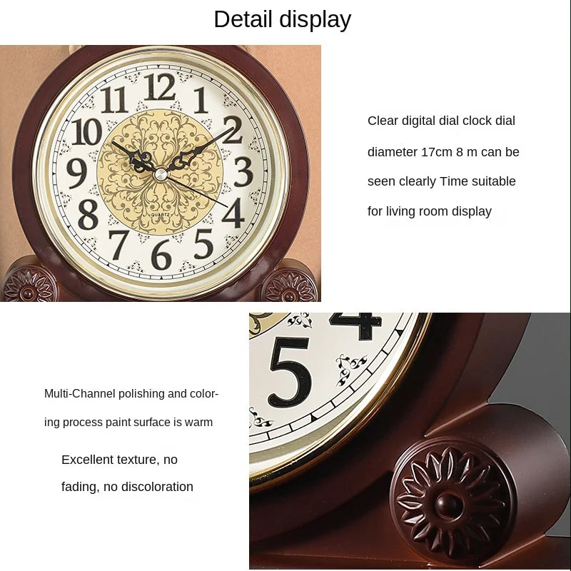 Retro Vintage Desk Clock – Large 8" Silent Quartz Table Clock Decorative Desk Clock Babs