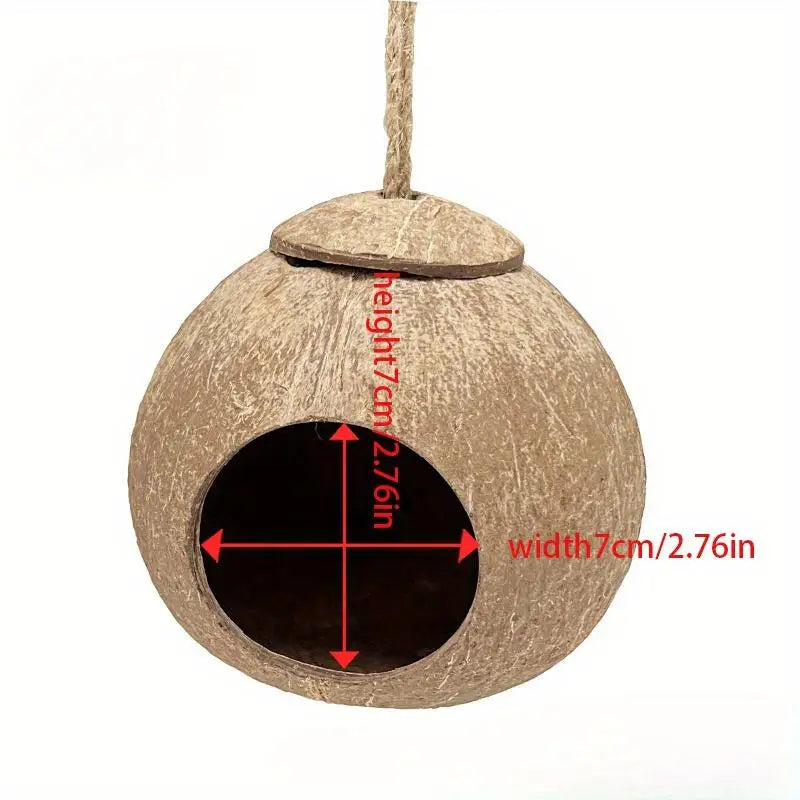 Natural Coconut Shell Bird Nest Hideout for Parrots & Small Pets Bird Nest Hideout Babs