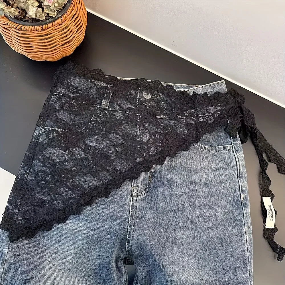 Lace Mesh Hair Scarf & Waistband for Women | All Seasons Lace Hair Accessory Babs black
