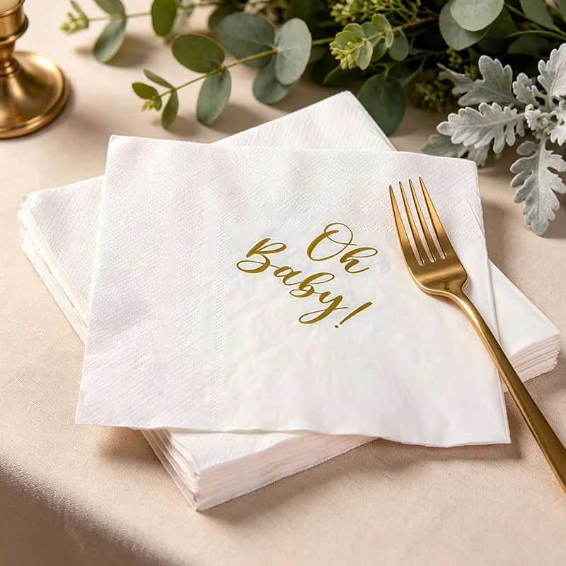 20Pcs Oh Baby Paper Napkins – Baby Shower & Gender Reveal Disposable Party Napkins Babs