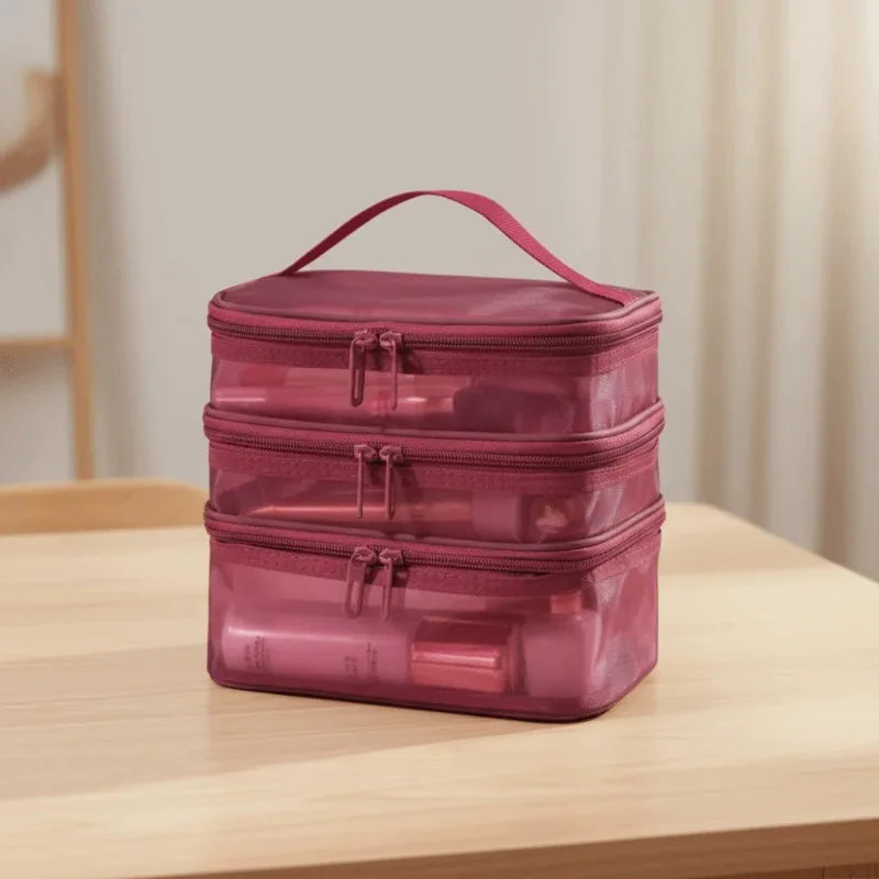 Large Capacity Transparent Mesh Travel Toiletry Makeup Bag Travel Toiletry Bag Babs