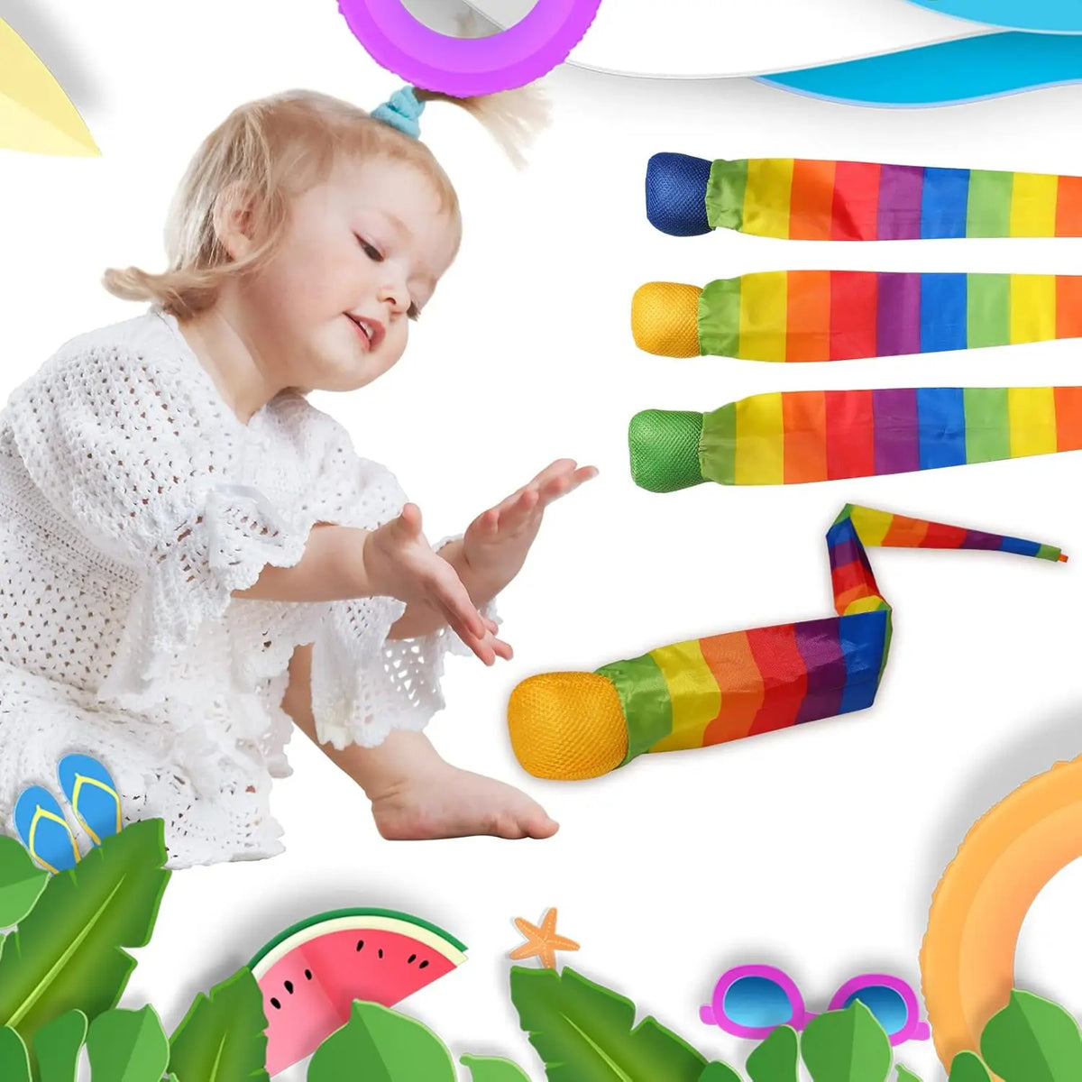 Rainbow Ribbon Throwing Ball – Fun Outdoor Toy for Kids Kids Throwing Ball Babs