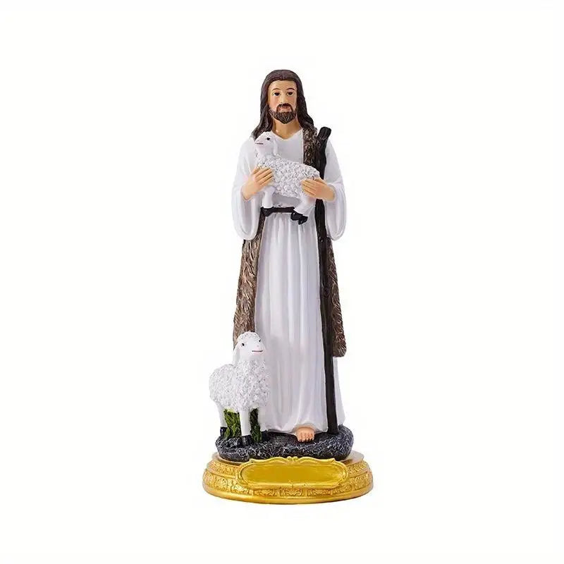 Resin Jesus Shepherd Figurine | Catholic Gift & Home Décor Religious Figurine Babs 1pc