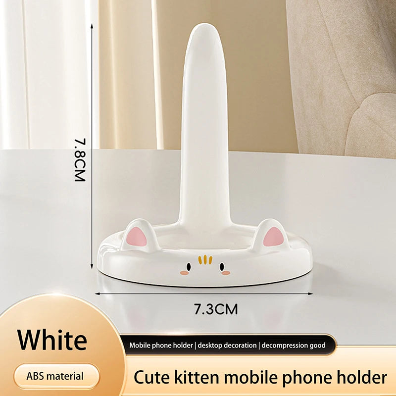 Cute Cat Phone Stand – Portable Desk Holder for Cell Phones Phone Stand Babs White