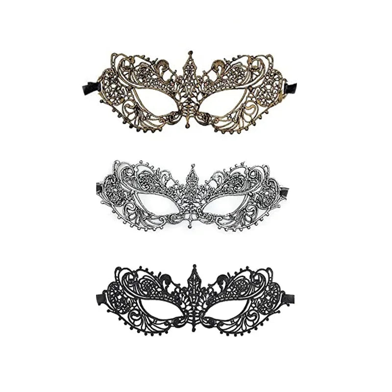 Women's Lace Masquerade Half Face Mask – Carnival & Prom Masquerade Face Mask Babs 3PCS