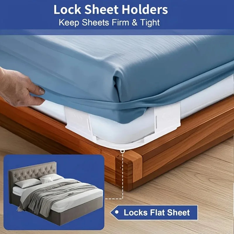 Bed Sheet Corner Clips & Heavy-Duty Mattress Strap Locks Bed Sheet Clips Babs