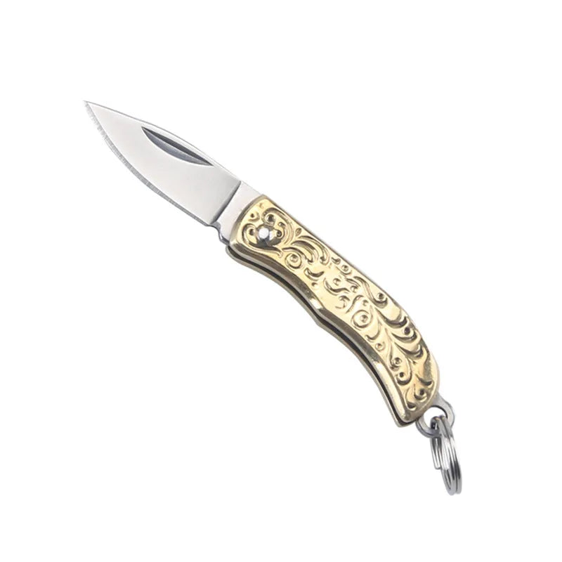 Copper Carving Mini Folding Knife – Keychain EDC Multitool Folding Pocket Knife Babs golden