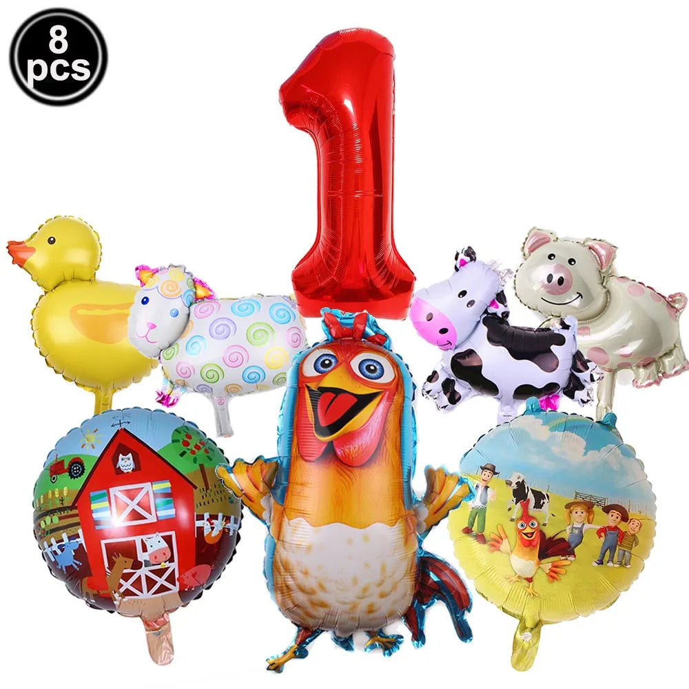 Farm Animal Foil Balloons Set – Cow Sheep Duck Pig Party Decor Party Balloons Set Babs Emerald As show