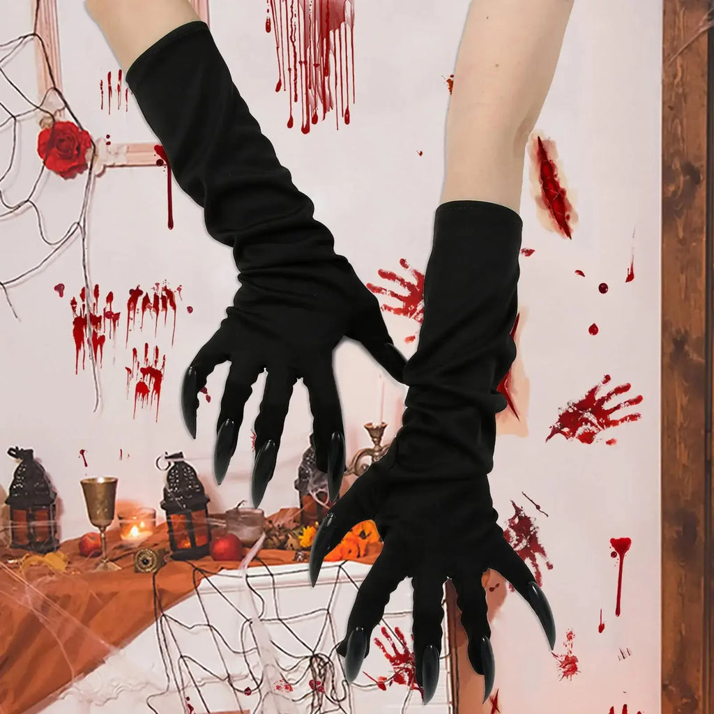 Scary Witch Claw Halloween Gloves – Long Nail Costume Mittens Halloween Costume Gloves Babs