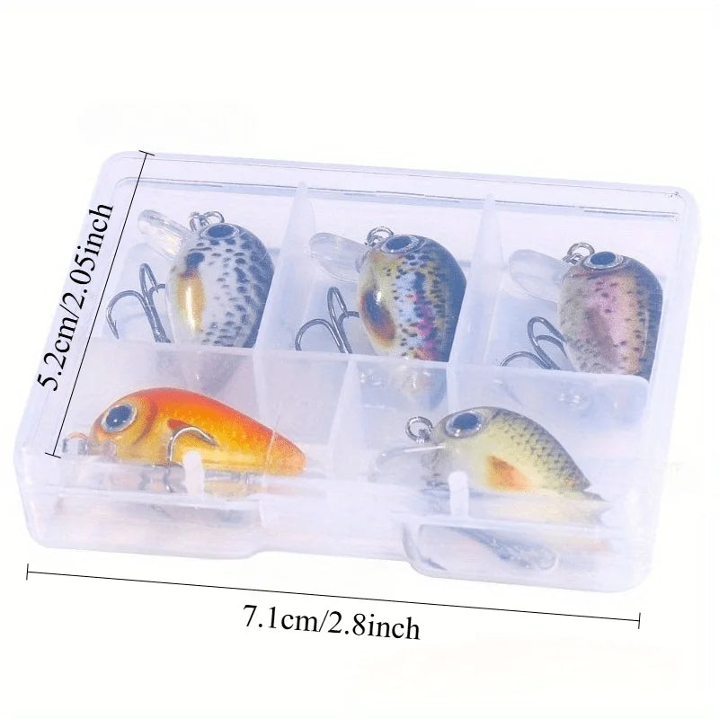 5-Piece Mini Fishing Lure Set – 3D Crank Bait with Tackle Box Fishing Lure Set Babs