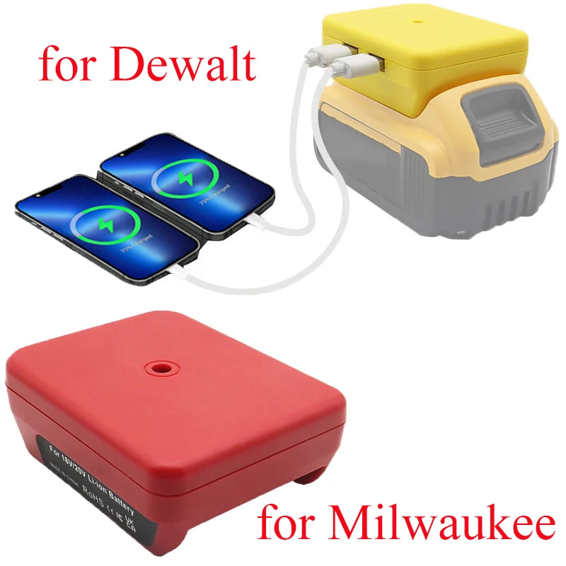 Dewalt 18V/20V & Milwaukee M18 Battery Adapter – Dual USB Battery USB Adapter Babs