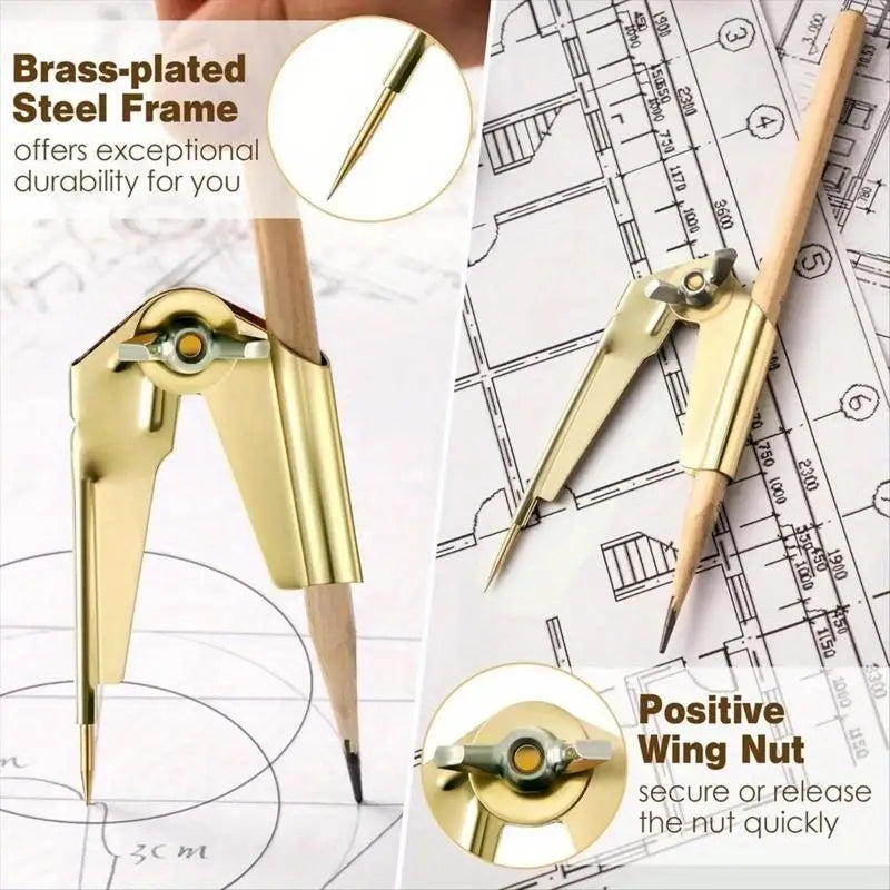 Metal Scriber Compass 180° Wing Nut – Woodworking Marking Tool Woodworking Compass Babs