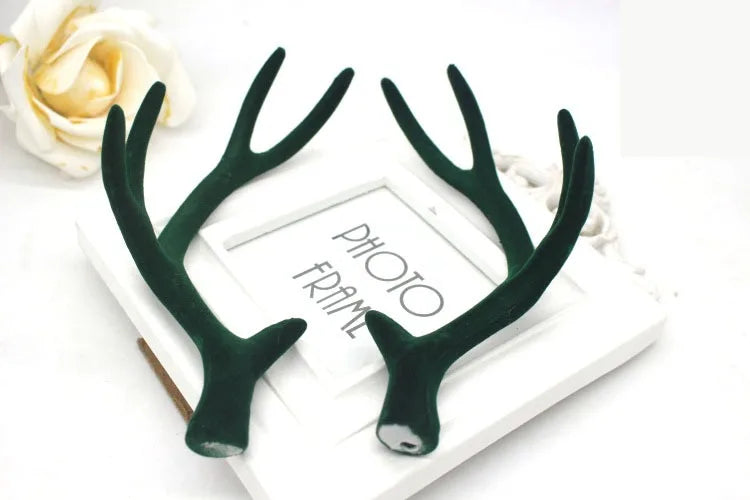 10 Pairs Reindeer Antler Headbands – Flocked Xmas Costume Costume Headband Babs green