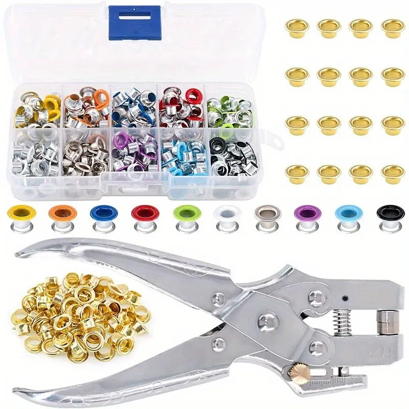 400Pcs Metal Grommet & Eyelet Kit – 10 Colors with Pliers Metal Grommet Kit Babs 400set