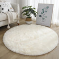 Round Fluffy Shaggy Area Rug – Soft Plush Circle Carpet Shaggy Area Rug Babs White 80CM