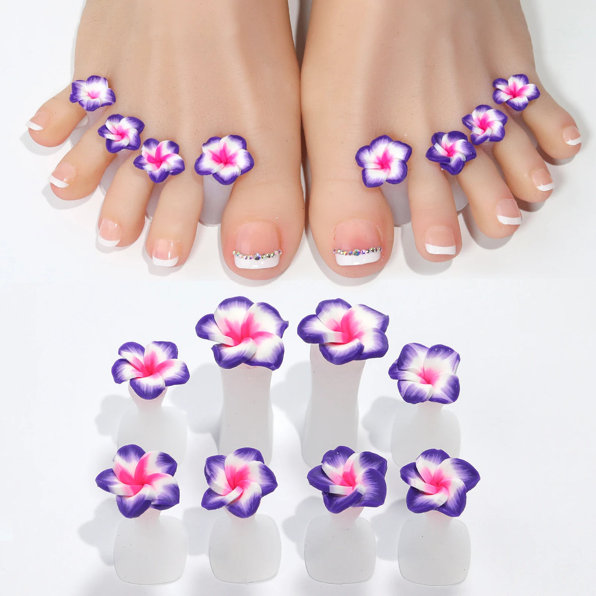8-Piece Silicone Daisy Flower Toe Separators for Nail Art Toe Separator Babs Purple Flower