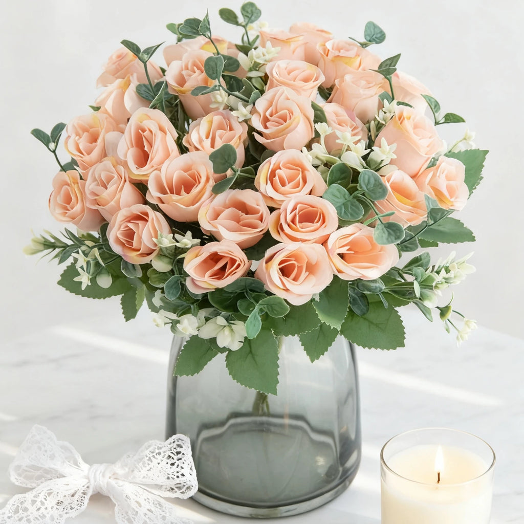 Silk Artificial Rose Bouquet 10-Head Wedding & Home Decor Artificial Flower Bouquet Babs