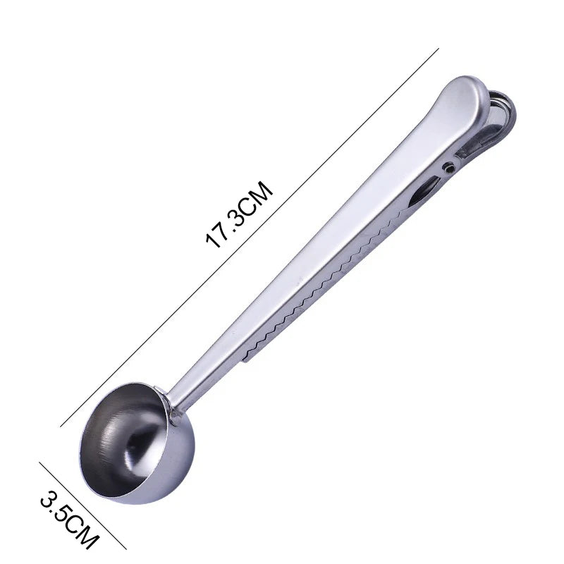Stainless Steel Coffee Measuring Spoon with Clip | Barista Scoop Coffee Measuring Spoon Babs Silvery