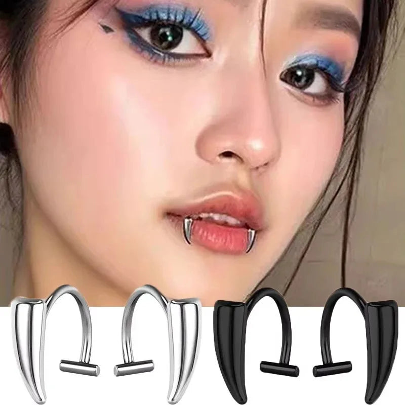 Stainless Steel Wolf Fang Lip Clips – Edgy Fashion Body Jewelry Body Jewelry Babs