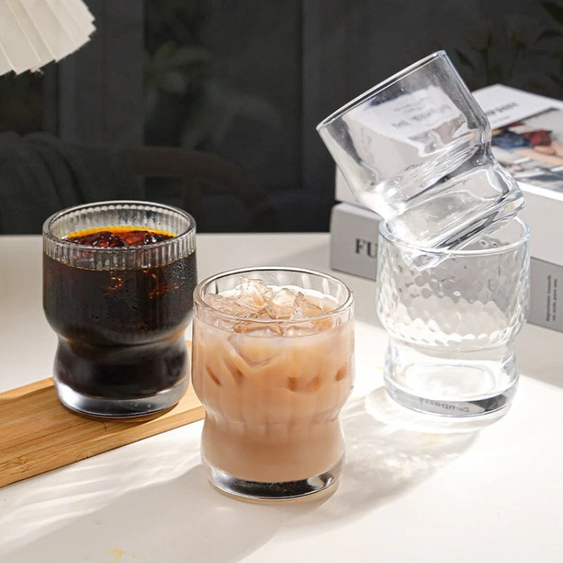 Hammered Glass Cup – Stylish Luxury Drinkware for Home Glass Tumbler Babs