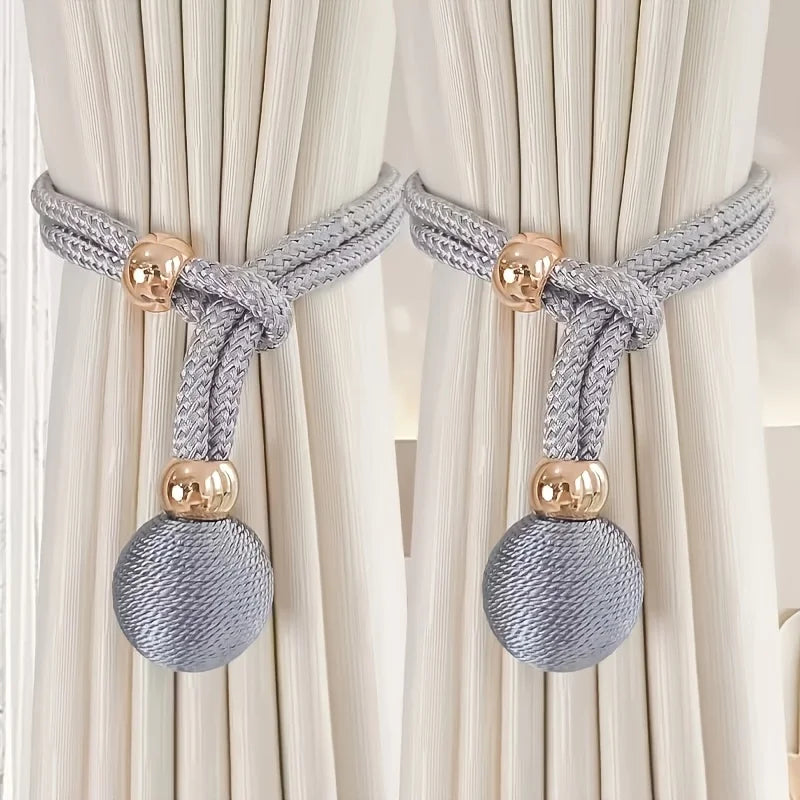 2-Pack French Round Curtain Tie Backs – Adjustable, No Drilling Curtain Tie Backs Babs