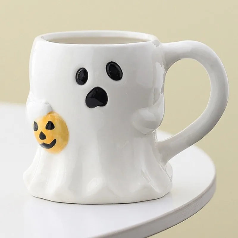 Halloween Ghost Pumpkin Ceramic Mug – Cute Coffee Cup Gift Halloween Ceramic Mug Babs