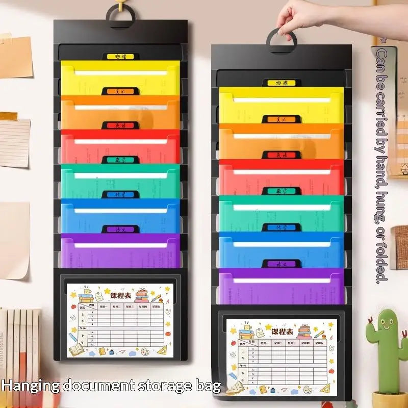 Wall-Mounted 6-Pocket Hanging File Organizer – Rainbow PP Hanging File Organizer Babs