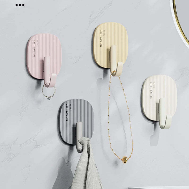 4pcs Traceless Wall Hooks – Key, Coat & Towel Hanger Set Adhesive Wall Hooks Babs