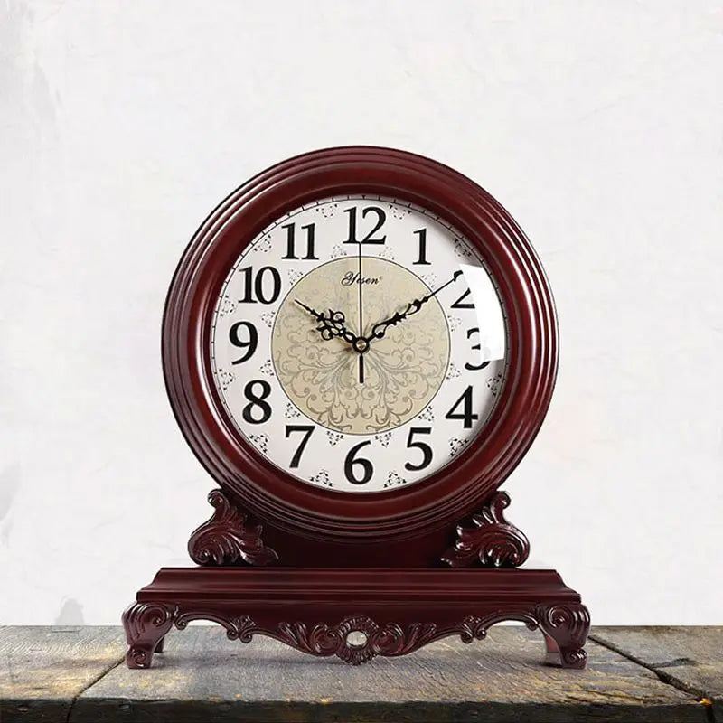 Retro Wooden Desk Clock – Antique Luxury Tabletop Timepiece Decorative Desk Clock Babs Silent