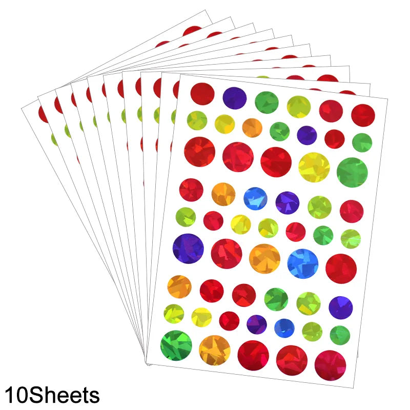 Glitter Star Dot Heart Stickers – Kids Party Favors & Reward Labels Decorative Stickers Babs 10Sheets Dot Other