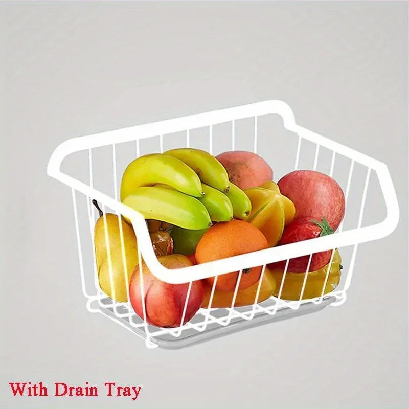 Wall-Mounted Stainless Steel Kitchen Storage & Drain Basket Kitchen Storage Basket Babs White