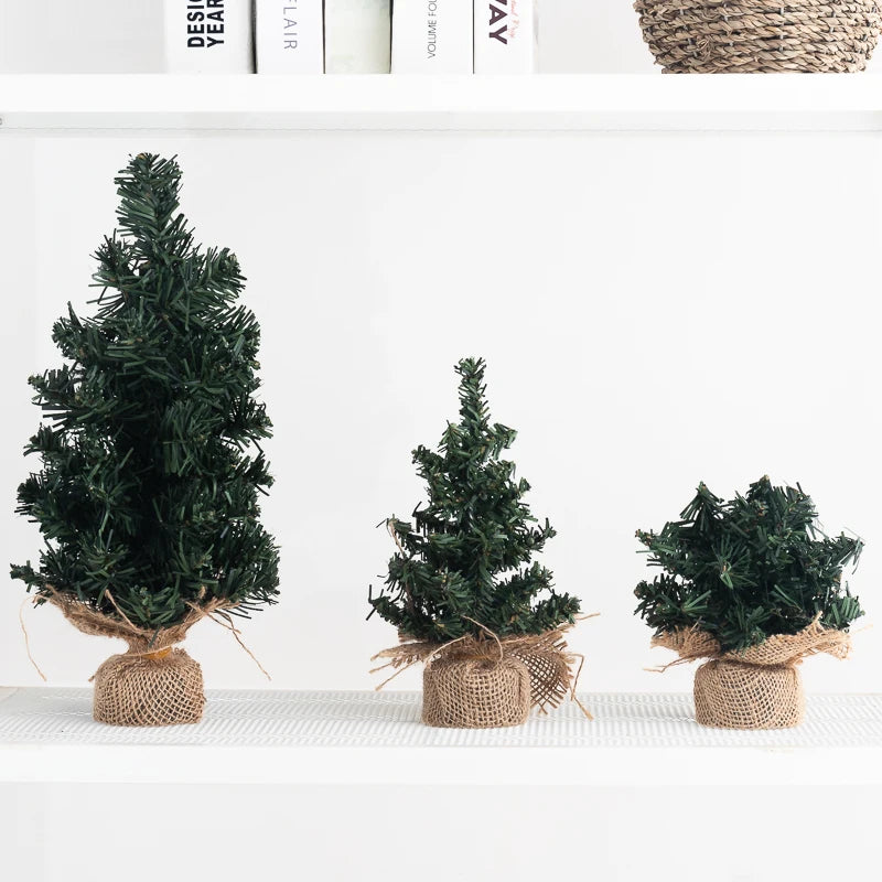 Mini Artificial Christmas Tree Burlap Desktop Ornament Décor Artificial Christmas Tree Babs