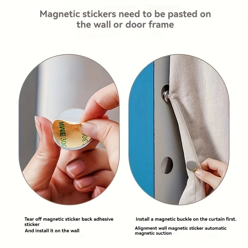 Modern Metal Magnetic Curtain Hooks – Wall Mounted Buckle Curtain Magnetic Hook Babs